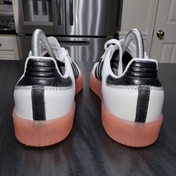Adidas Samba Sambae Women's Cloud White/Core Black/Semi Coral Gum Sole Sneakers - Picture 7 of 16
